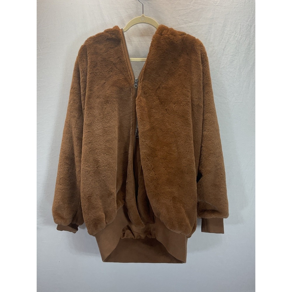 Free People Turn Up Zip Off Hoodie Teddy Polar Sz L Grunge Casual Warm Soft - Picture 4 of 12